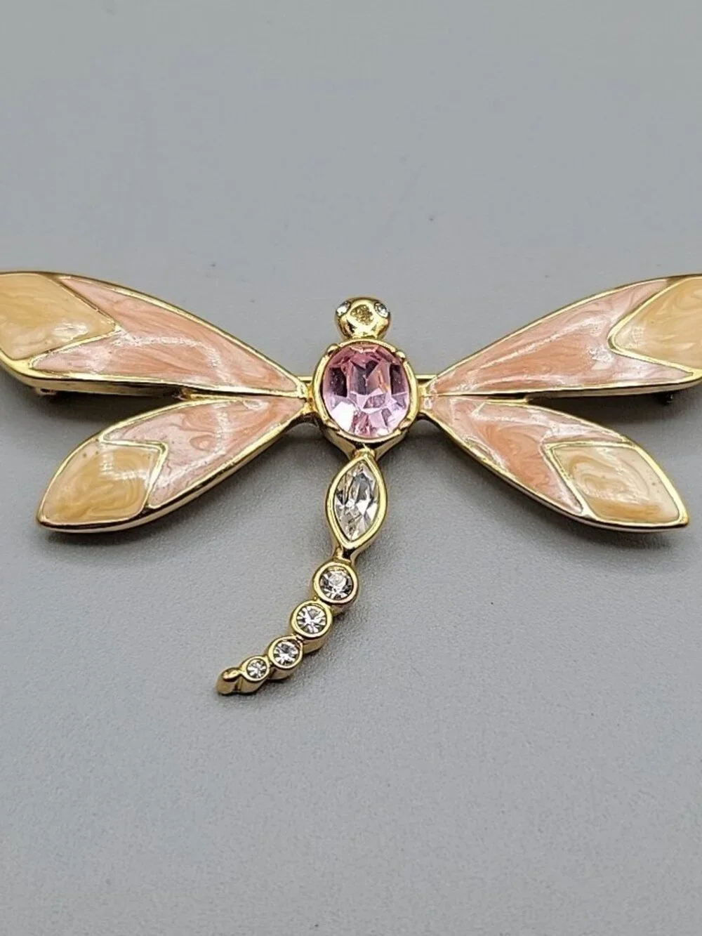 KJL Dragonfly Brooch for Avon Enamel Rhinestone Brooch Signed Kenneth Jay Lane